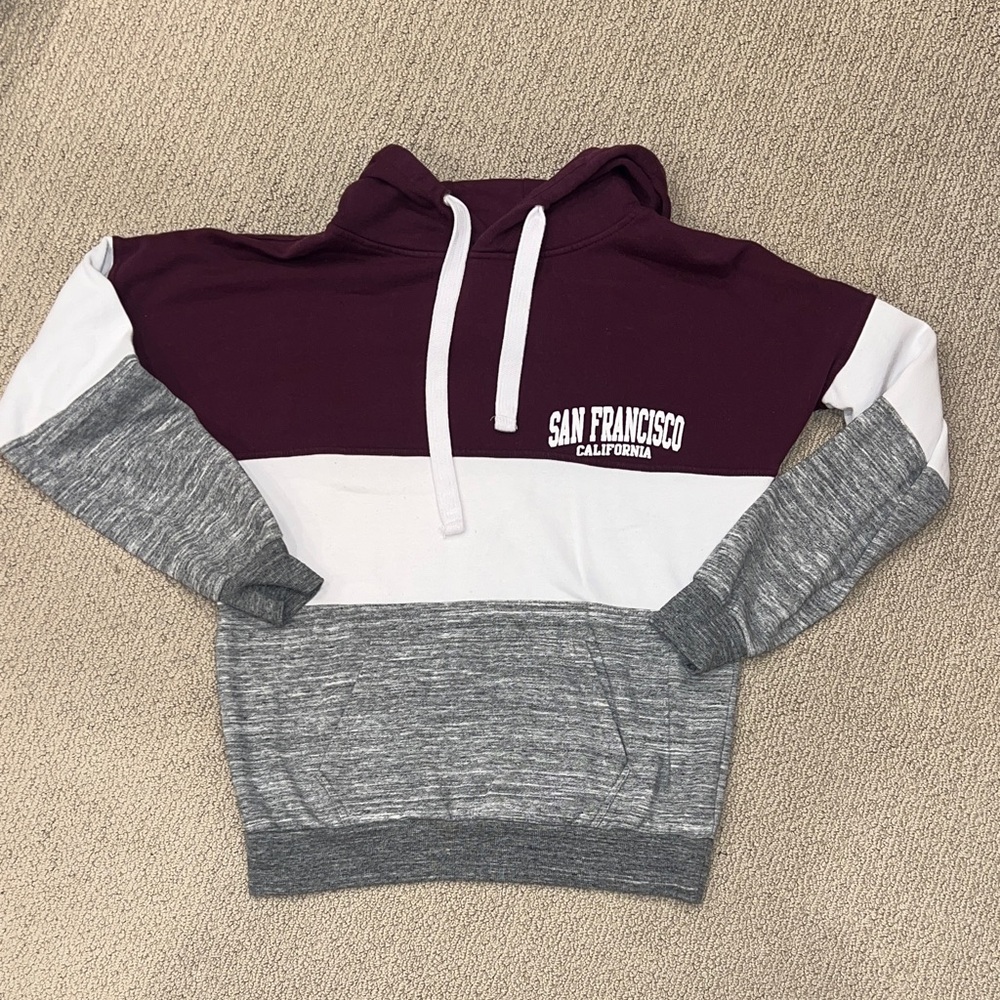 San Francisco Colorblock Hoodie - Maroon, White, and Gray